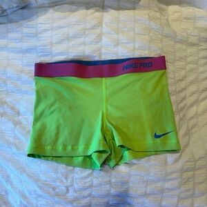 Lime Green Nike Pro Shorts